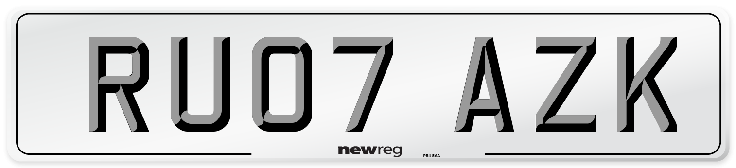 RU07 AZK Number Plate from New Reg